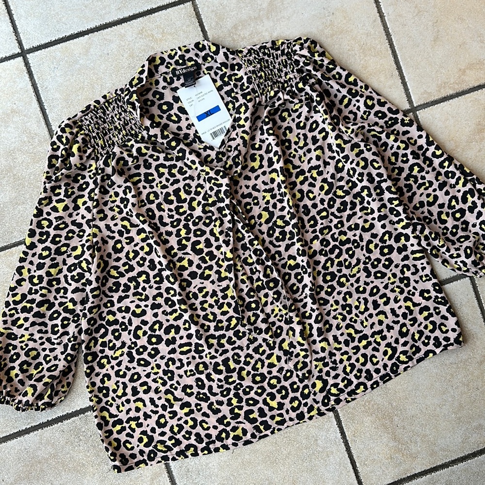BYdesign | Bright Colorful Cheetah Print Blouse with Bow